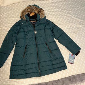 NWT  Dark Teal HFX Insulated Puffer Jacket Coat XXL Removable Hood